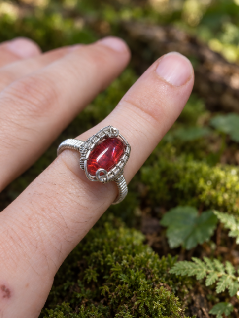 The Crimson Pulse — Almandine Garnet Ring