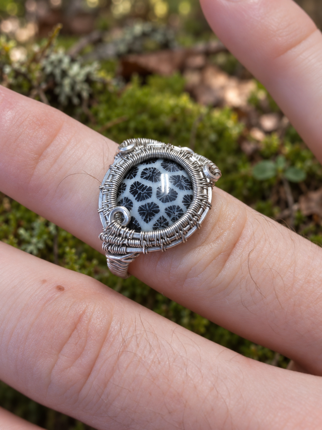 The Midnight Garden — Fossilized Coral Ring