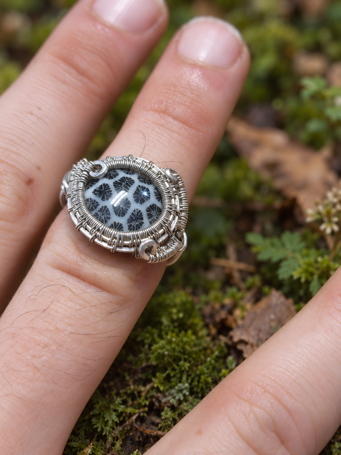 The Midnight Garden — Fossilized Coral Ring